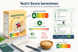 Infografik zur Berechnung des Nutri-Scores mit Haferflocken als Beispiel